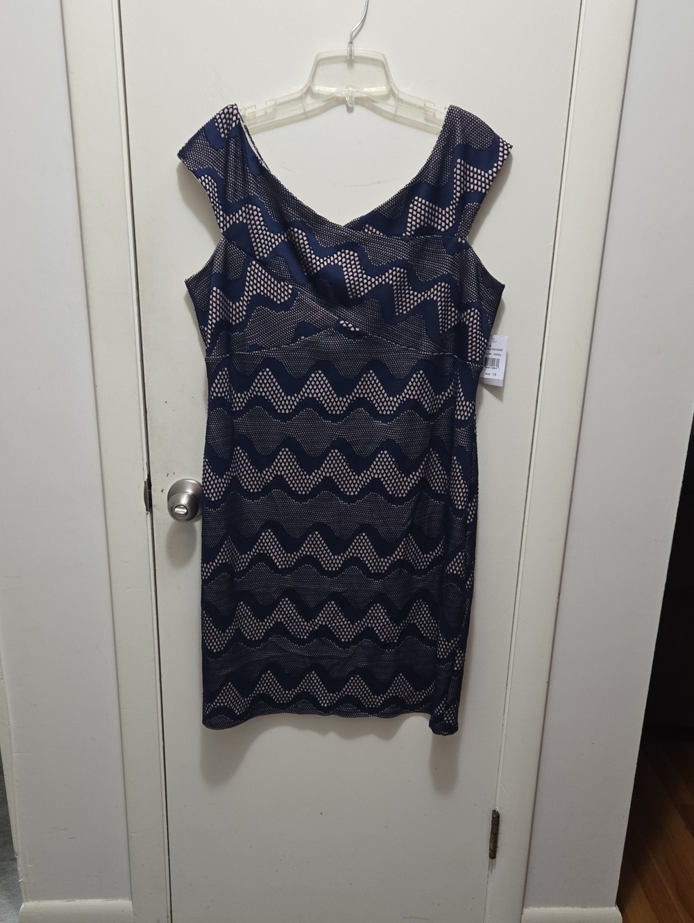 Love Squared Navy and Nude Wave-Pattern Dress
